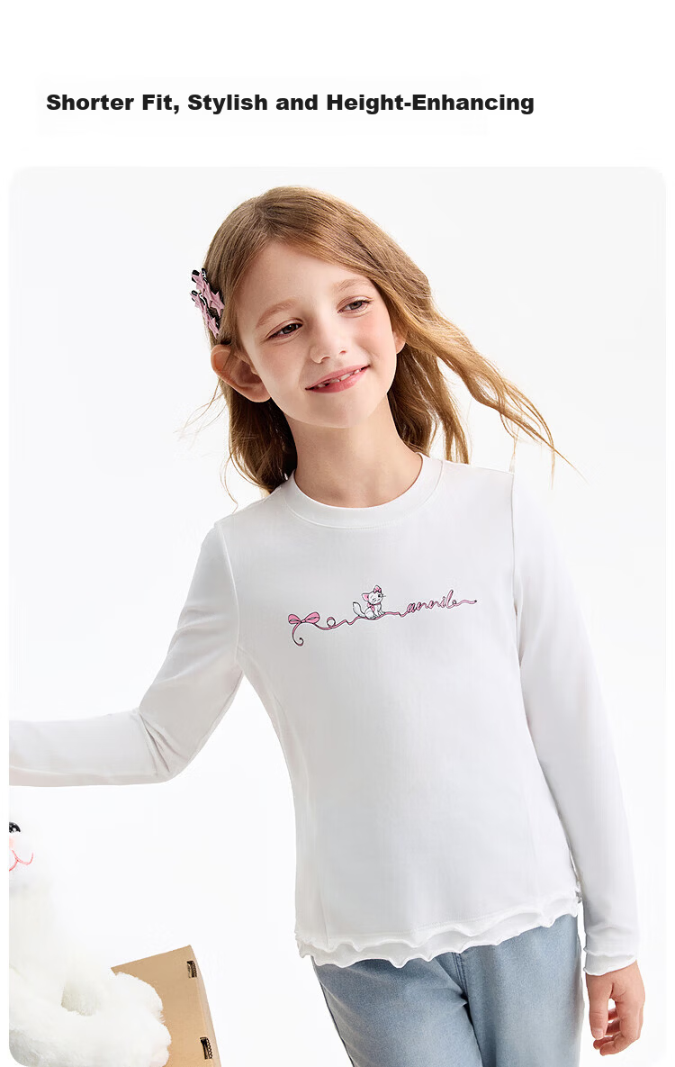 Annil Girls' Crew Neck Long Sleeve Knit Sweater 2026 Spring New Black 170 5