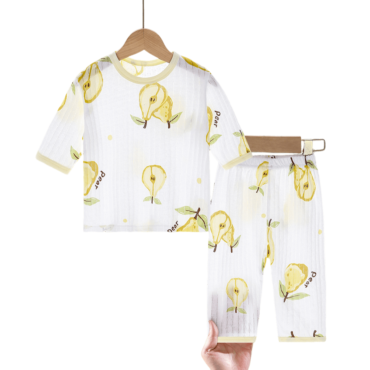 DUOXILUK Children's Lightweight Breathable Clothing Thin Cotton Homewear Set Summer Sweet Pear 90