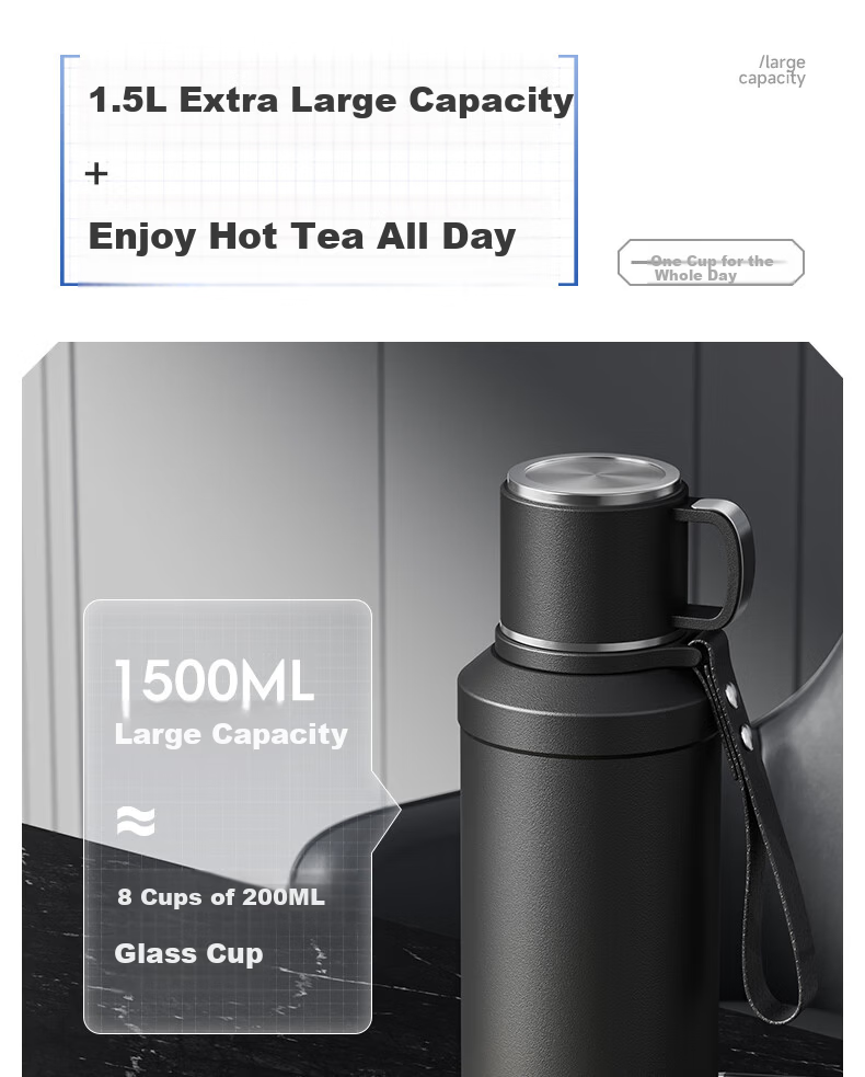 NRMEi Insulated Large Capacity Men's Tea Separation 316 Stainless Steel Portable Men's Steeping Tea Water Bottle Cup 7