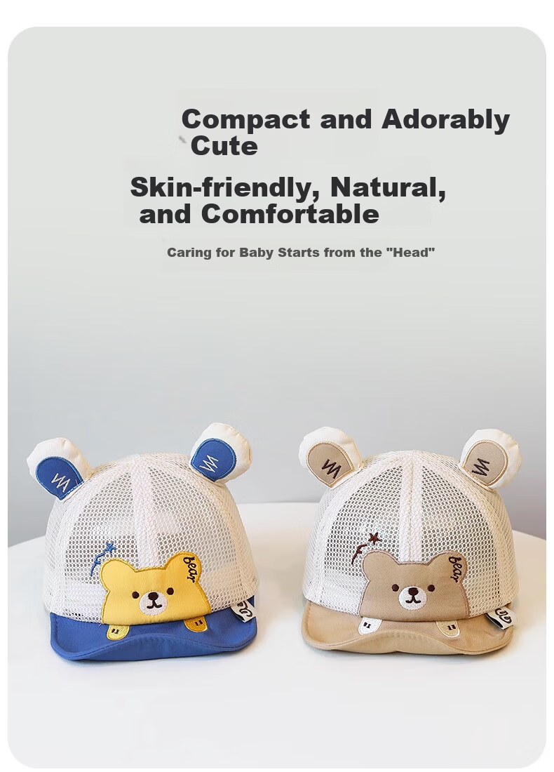 Aibao Baby Hat Spring and Autumn Cartoon Baseball Cap for Kids Outdoor Sunshade Blue Bear T150 15