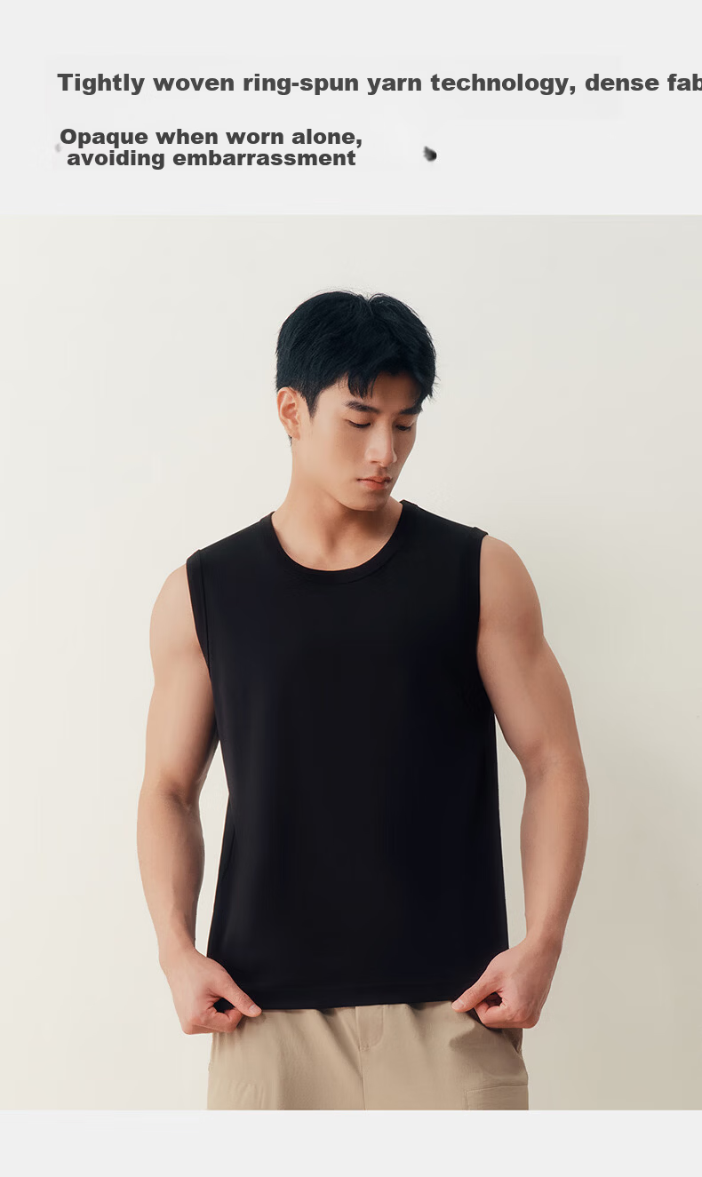THREEGUN Men's Tank Top, 100% Pure Cotton, Father's Day Gift, Skin-Friendly Breathable Wide-Shoulder Sleeveless T-Shirt, Sports Vest Undershirt 6