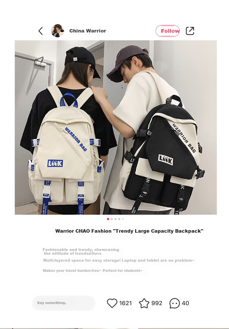 Warrior Backpack for Middle and High School Students, Large Capacity Lightweight Stylish College Student Laptop Backpack for Men and Women 5