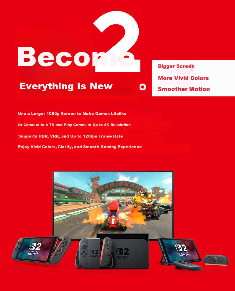 NINTENDO SWITCH Nintendo Switch 2 Hong Kong Edition Console Bundle [Standard Edition + Tempered Glass] Handheld Console Without Games Includes Motion Control 2nd Gen Gaming Handheld Birthday Gift for  4