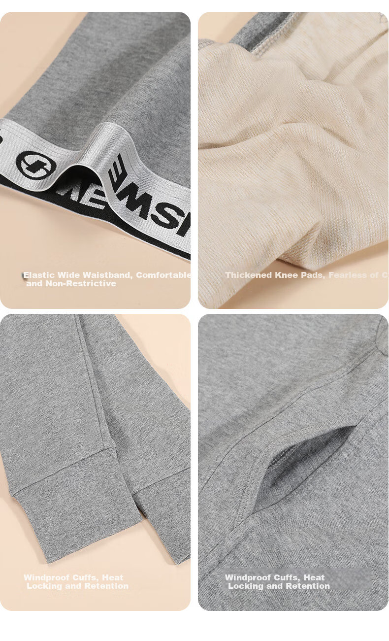 Langsha Pure Cotton Men's Thermal Underwear 10A Antibacterial Wool Silk Heating Knee Support Autumn Winter Warm Cotton Wool Base Pants 15
