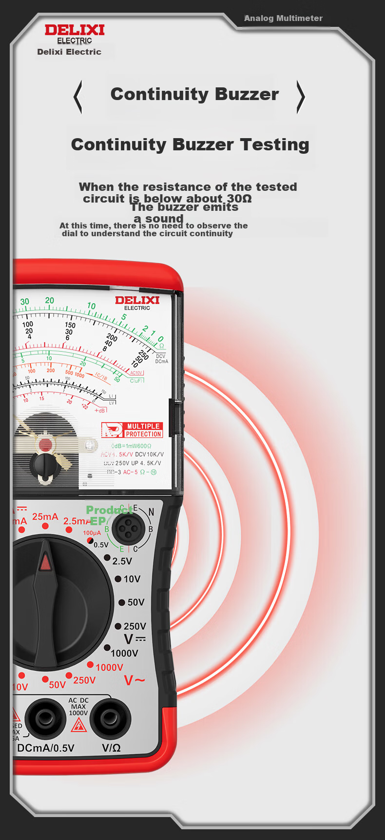 DELIXI ELECTRIC Pointer Multimeter Smart Anti-Burn Voltage Current Meter Internal Magnetic Mechanical Universal Meter Home Electrician S471P 8