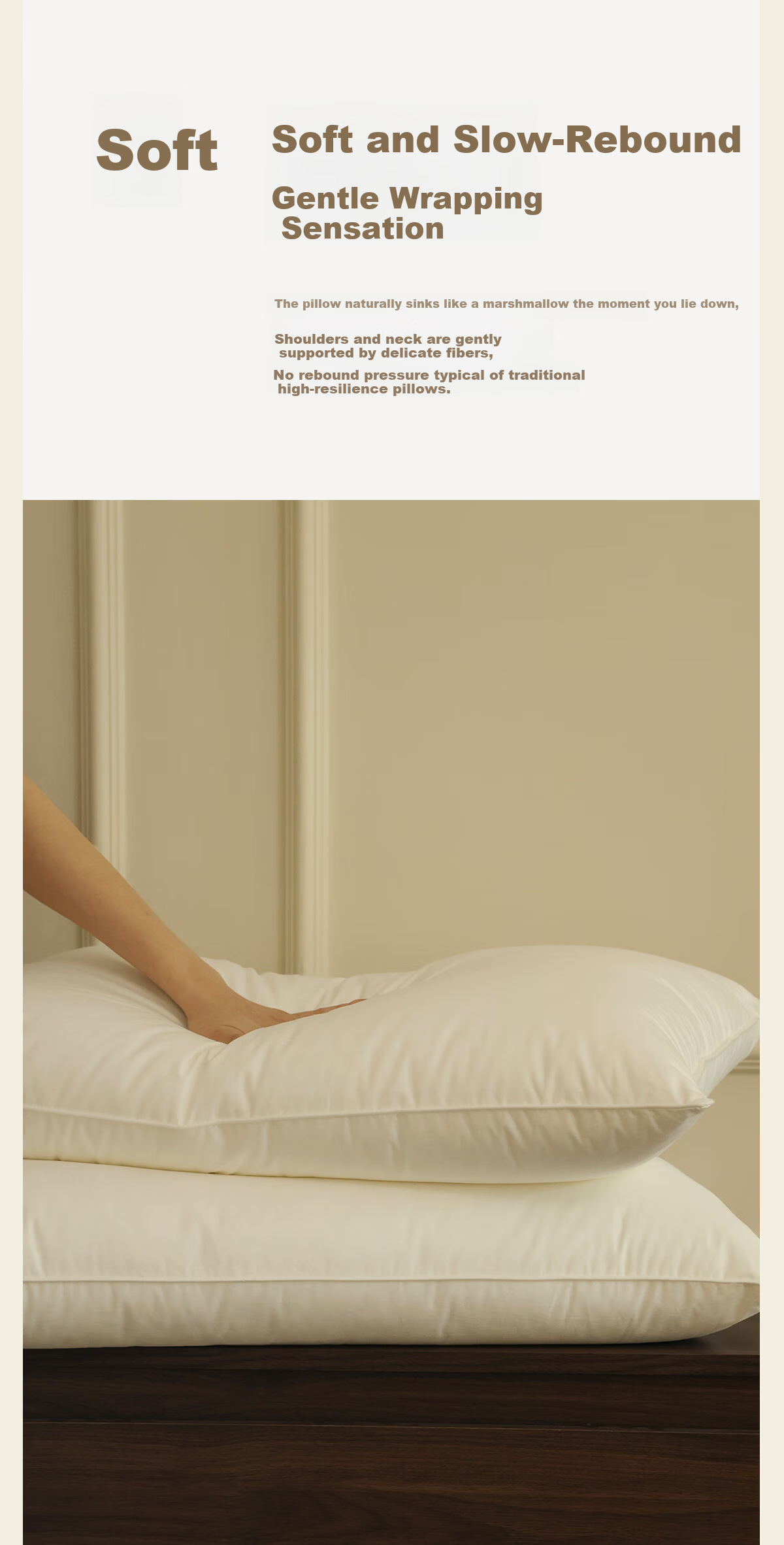 MIDO HOUSE Mingdu Soft And Slow Rebound Hotel Pillow, All-Cotton Pillow Core, Neck Support, Single Pack, Low Pillow, 48*74cm 6
