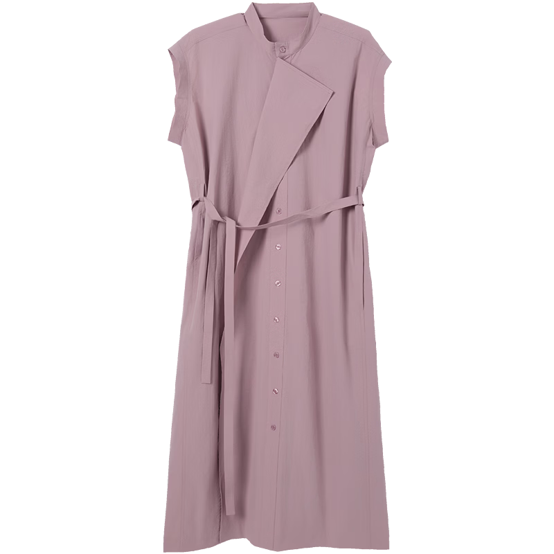 Demana UPF50+ Summer Sun Protection Quick-Dry Sorona Stand Collar Flowy Loose Slimming Women's Dress