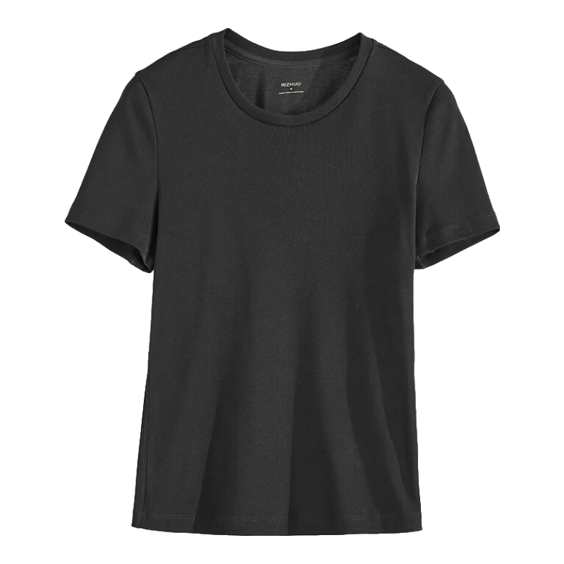 Rizhuo RIZHUO Printed Short Sleeve T-Shirt 2026 Summer New Round Neck Shoulder Tee Black L