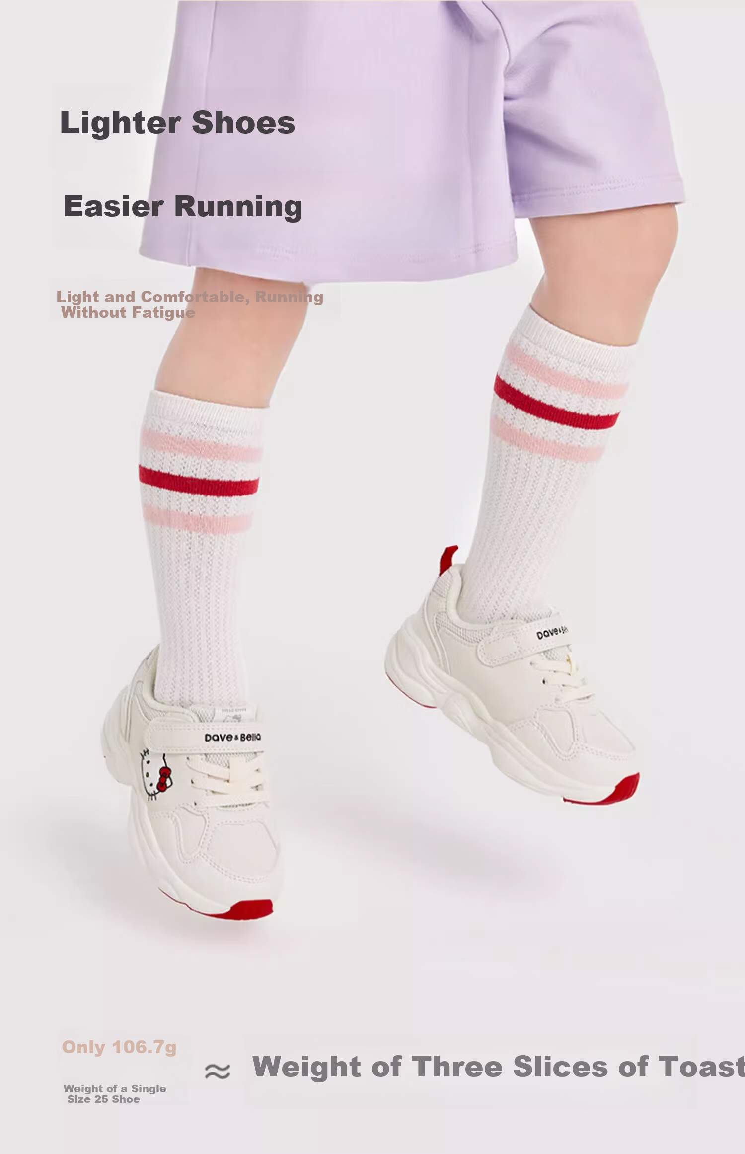 DAVE & BELLA Hello Kitty Collaboration Children's Sneakers Spring And Autumn Girls' Shoes White Sneakers 4