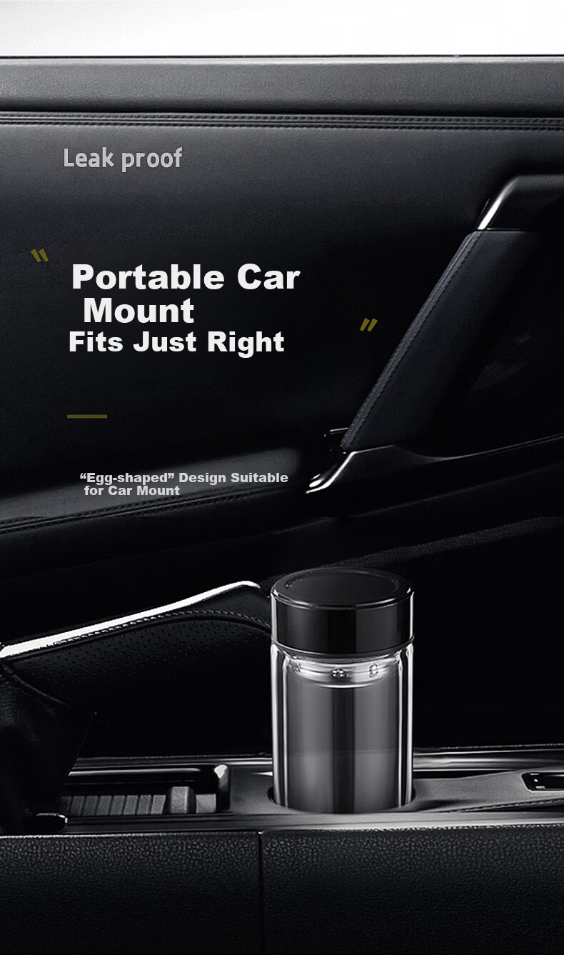 Fuguang Egg-Shaped Glass High Borosilicate Double-Layer Tea Cup with Tea Infuser Car Travel Mug Customizable Group Purchase Men's Cup 8