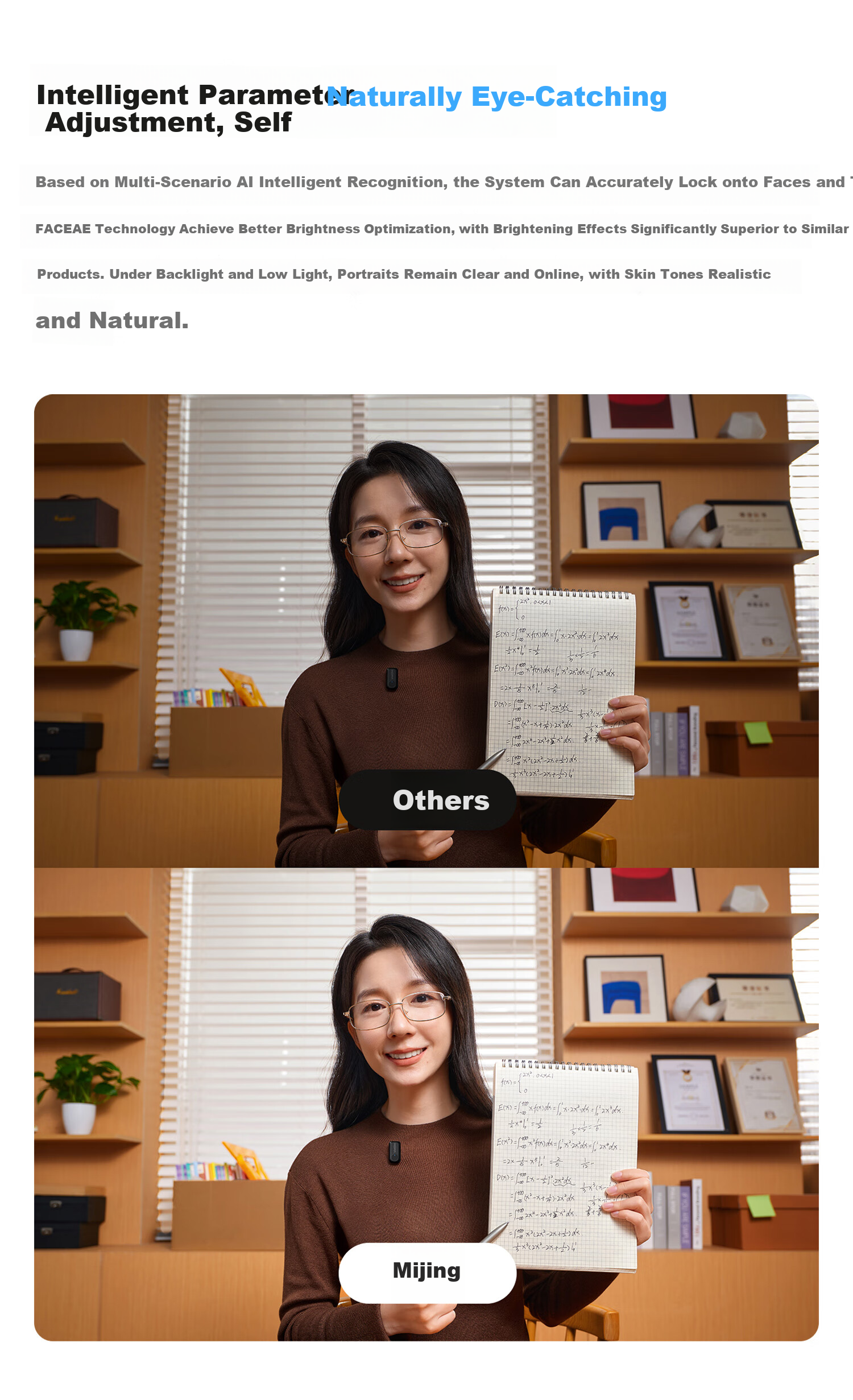 Mammoth [HD Quality] Mijing 4K Live Streaming Camera HD Beauty Built-in Microphone Intelligent Noise Reduction Professional Computer Live Streaming Webcam AI Auto Framing Streaming Device 7
