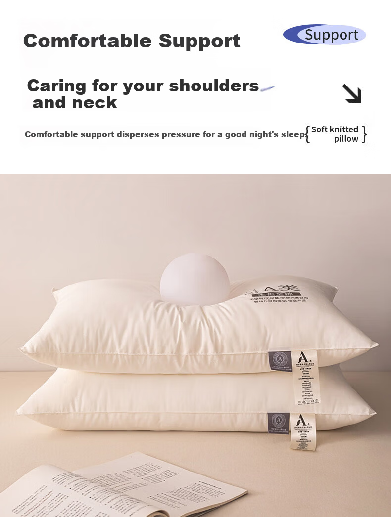 Jinhao A-Class 100% Cotton Children's Pillow Kindergarten Neck Support Pillow Core 450g Natural Color Suitable for 40*60cm Pillowcase 6