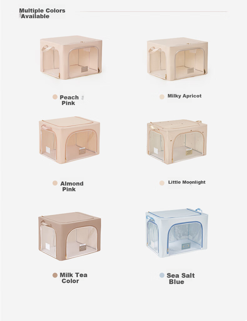 EACHY Clothes Storage Box Fabric Storage Container for Clothes Folding, Quilts, And Toys - 41L Almond Pink 23