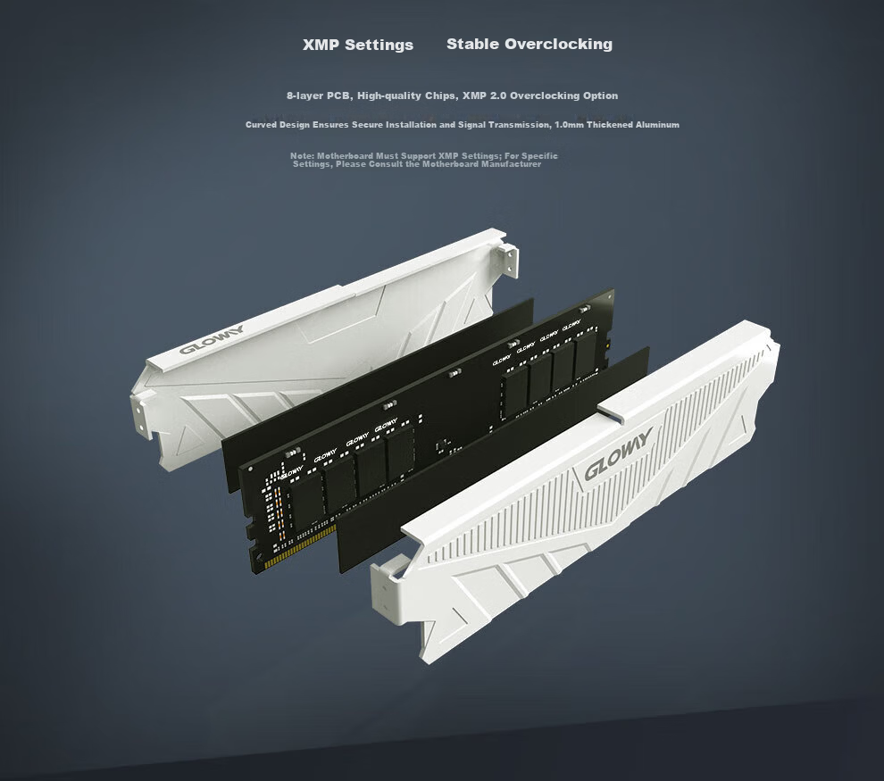 Gloway 32GB (16GBx2) DDR4 3600 Desktop RAM Tianze Heat Sink Selected Chips CL18 Moonlight White AI Computer Upgrade 2