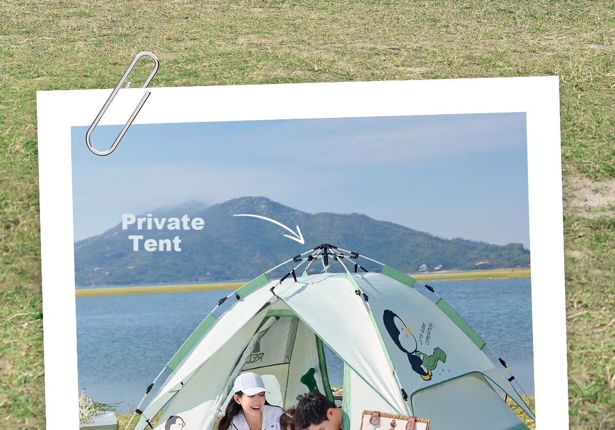 CAMEL Outdoor Penguin Tent, Portable Folding Tent, Automatic Quick-Open, Rainproof, Sun-Resistant, Thickened, for Wilderness Camping B004 16