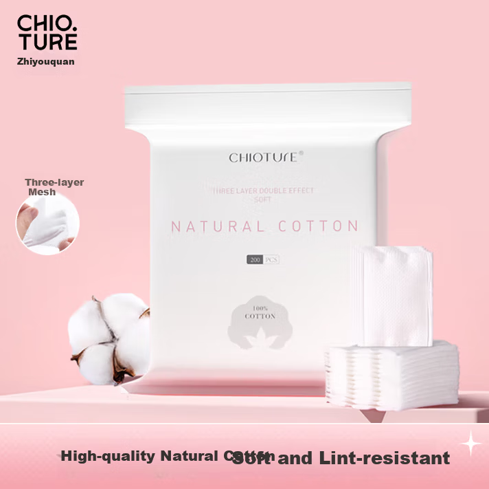 CHIOTURE Cotton Pads Facial Makeup Remover Pure Cotton Large Pack Disposable Wet Compress for Women Birthday Gift 400 Pieces