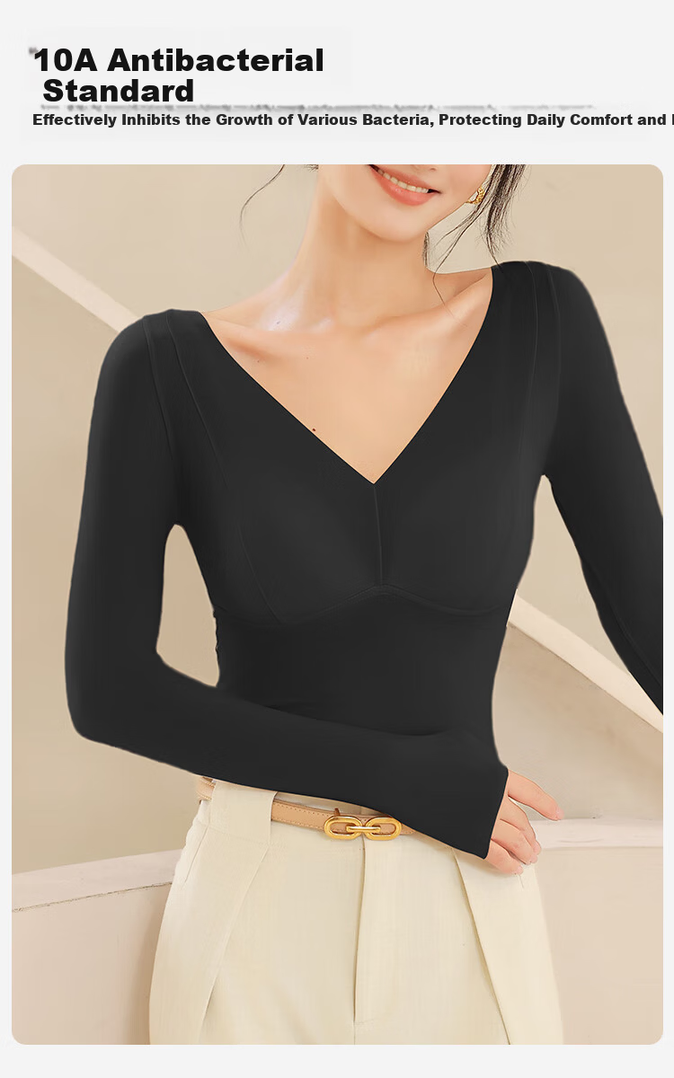 Urban Beauty Women's Thermal Underwear Bra-Free Ultra-Thin Facial Mask Skin Base Layer Constant Temperature Quick Warmth Padded Base Shirt 7