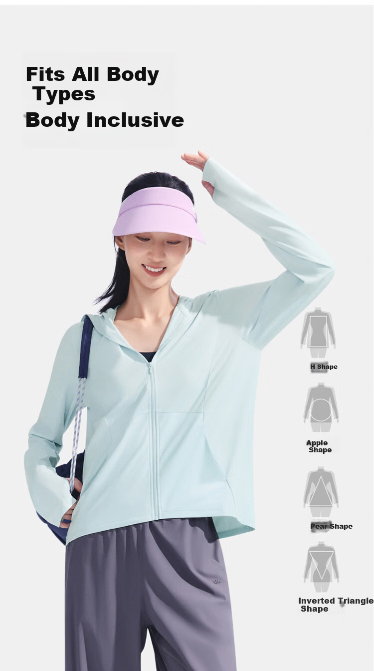 Beneunder Women's Sunscreen Jacket Spring Summer Cooling UV Protection New AL818 Light Cloud Blue 2XL 14