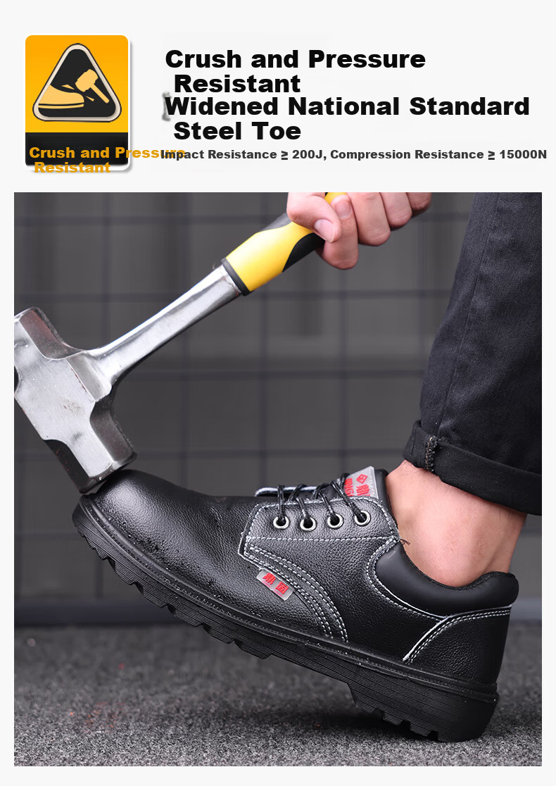 Dinggu Men's Safety Work Shoes Steel Toe Anti-Smash Anti-Puncture Steel Midsole Solid Sole Model 1125 Black SK38 8