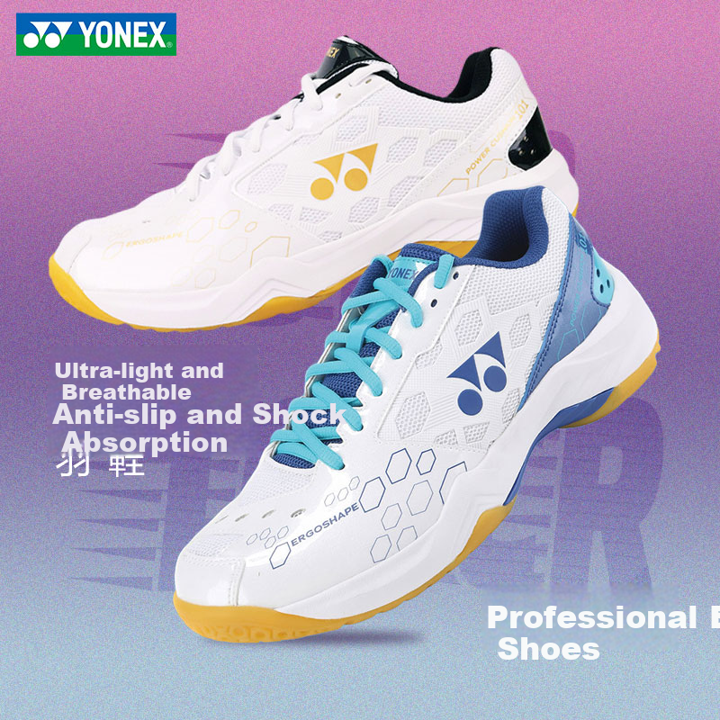 YONEX Badminton Shoes YY Entry-Level Training Shock Absorption Power Cushion Unisex SHB101CR White Platinum Size 41 2