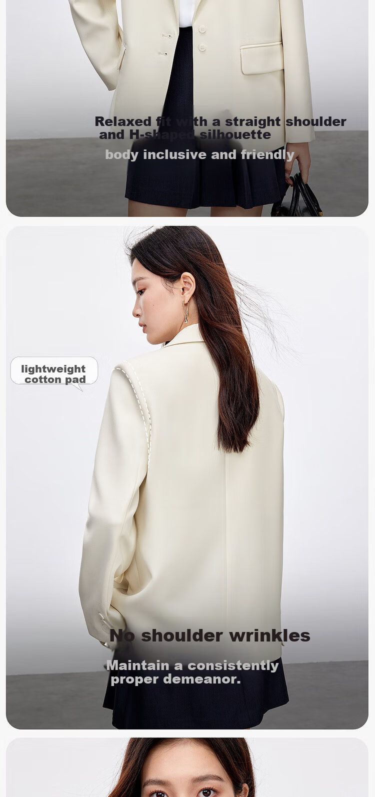 Sentubila Elegant Commuter Women's Autumn Wrinkle-Free Loose Blazer High-Intelligence Casual Jacket Black M 4