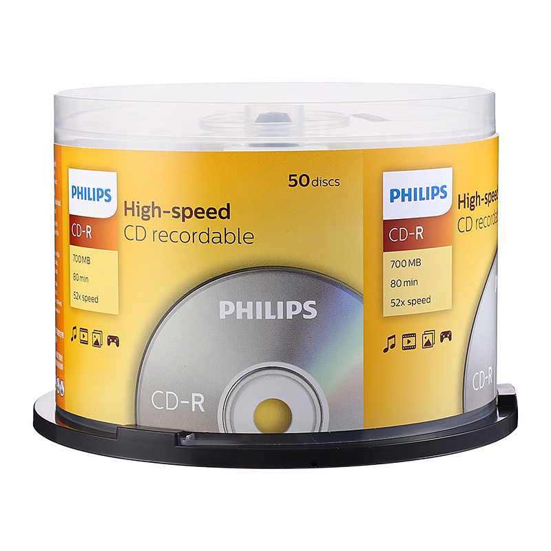 PHILIPS CD-R Discs / Recordable Discs, Blank Discs, Recordable Discs, Optical Discs, 52x Speed, 700MB, 10 Pieces in A Barrel