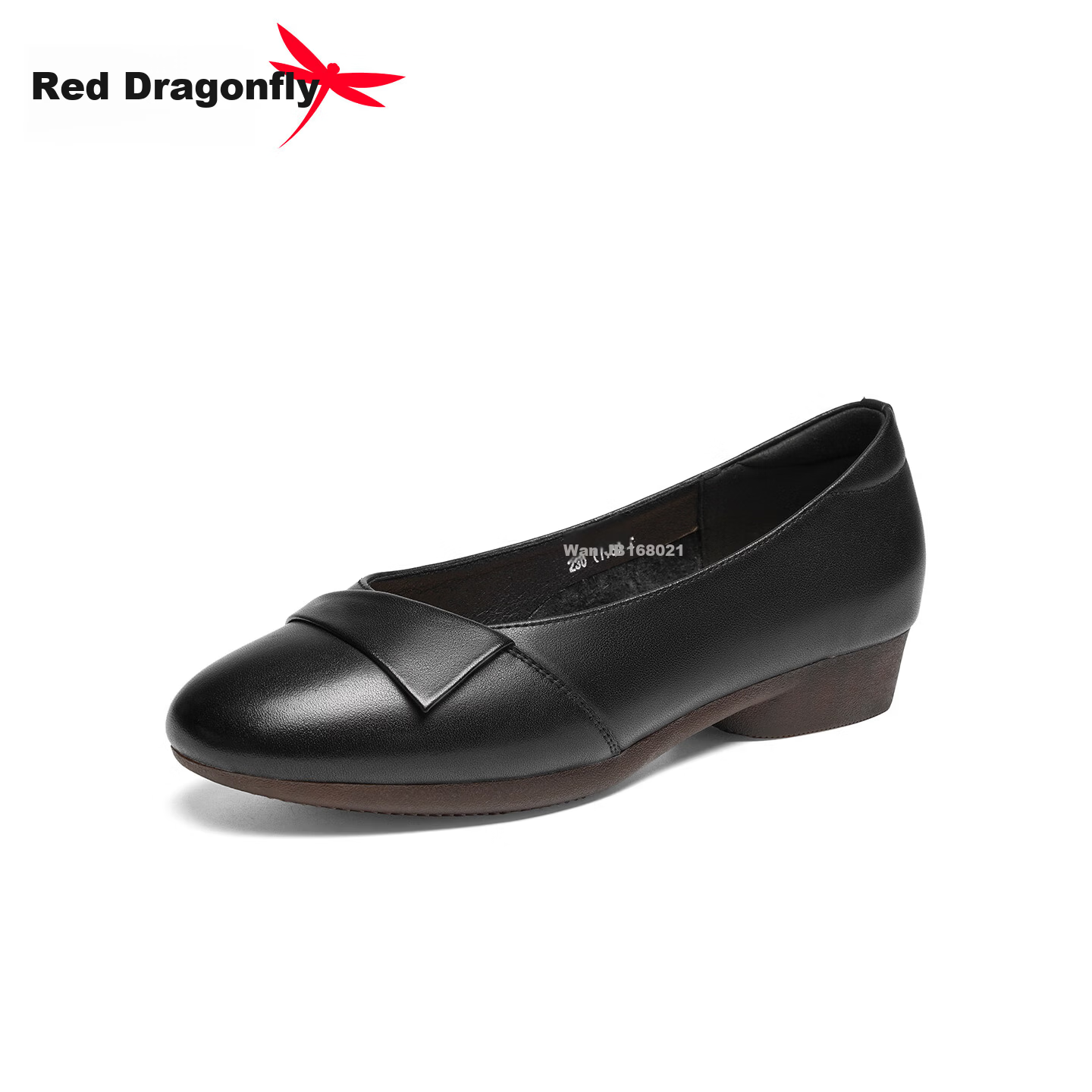 Red Dragonfly Women's Spring 2026 Genuine Leather Soft Sole Flat Comfortable Middle-aged and Elderly Shoes WJB16802 Black Size 35
