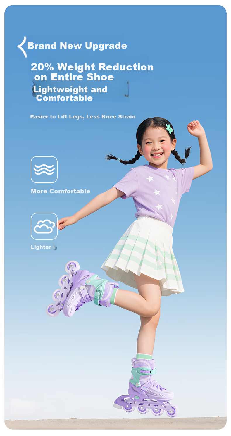 Little Champion Kids Adjustable Roller Skates for Ages 6-12, Full Flashing, Size Adjustable, New 2026 Upgrade, Pink L 8