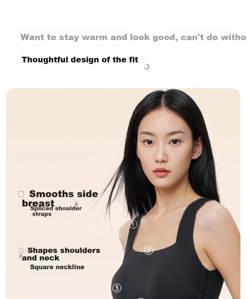 Herbal Original Thermal Vest for Women Autumn Shirt with Built-in Chest Pad Camellia Oil Hyaluronic Acid Slim Fit Base Layer Outerwear 2