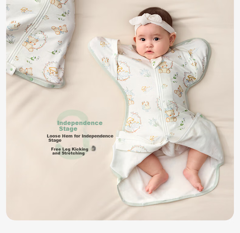 October Crystal Anti-Startle Sleeping Bag Surrender Style Baby Swaddle Blanket One-Piece Pajamas Four Seasons Universal Bear Castle L 7