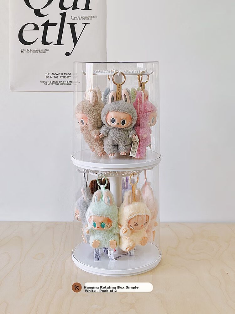 MESHD Labubu Hanging Display Box Rotating Transparent Labubu Plush Doll Figurine Blind Box Storage Display Stand 15