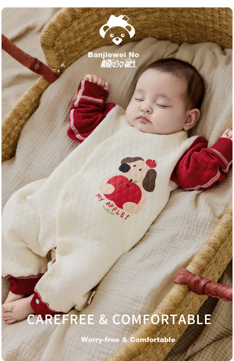 Banjvall Baby Spring Autumn Cotton-Padded Romper Warm Jumpsuit Pajamas Size 66 4