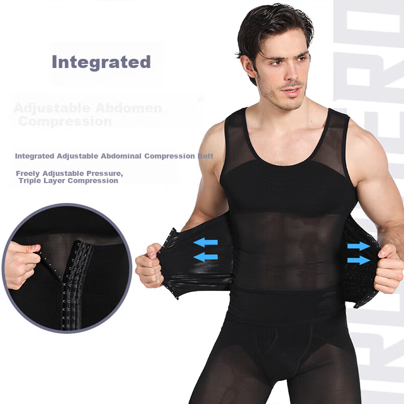 Langsha Men's Slimming Vest Ultra-Thin Abdomen Control Strong Chest Binder Invisible Body Shaper Tight Fit Slimming Top 7