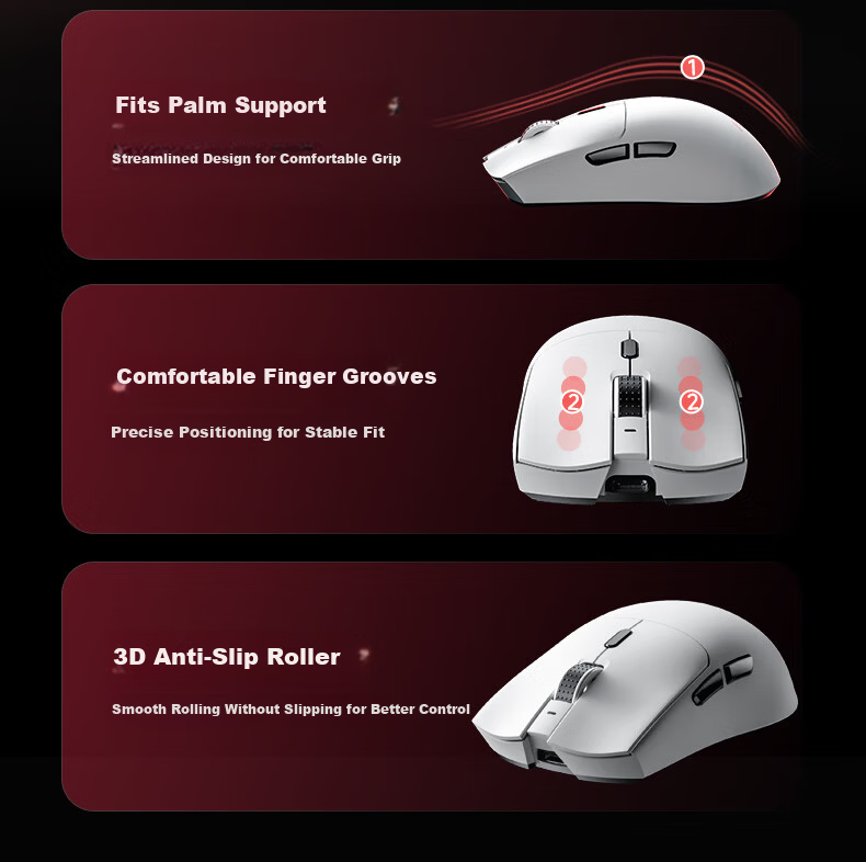 AOC GM230 Wireless Bluetooth Tri-Mode Mouse Lightweight Gaming Esports Office Rechargeable Mouse with Macro Programming Support Laptop Mouse Black 4