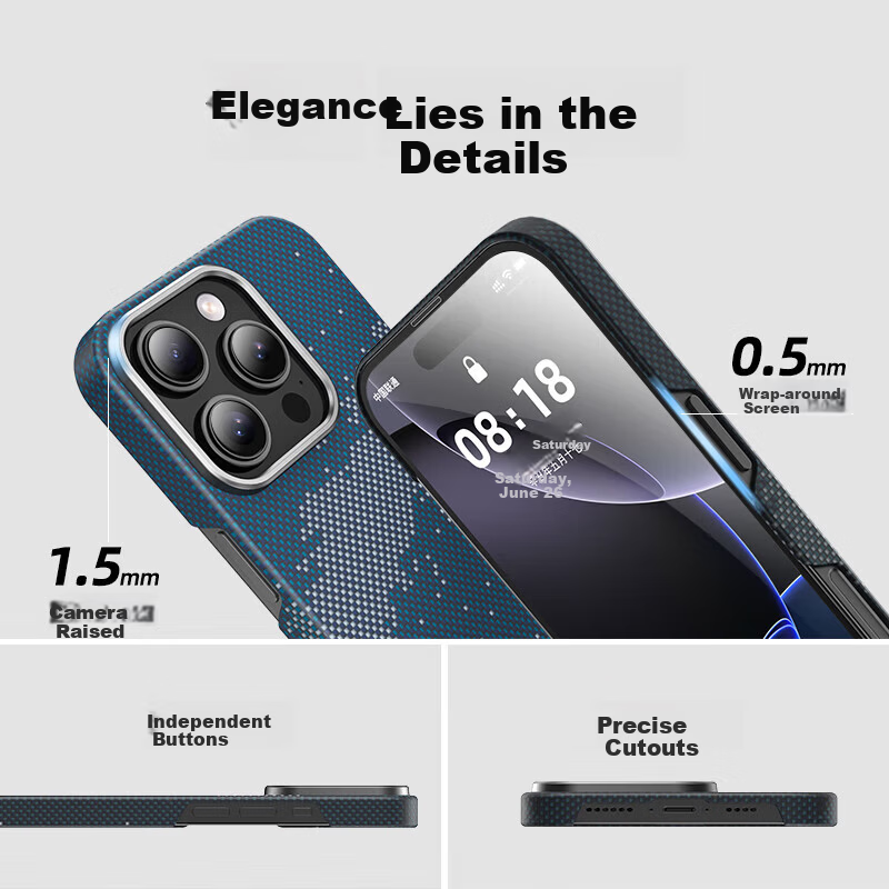 Xianyan iPhone 16 Pro Case Kevlar Apple 16 Pro Protective Cover MagSafe Magnetic Aramid Carbon Fiber Full Coverage Drop-Proof Ultra-Thin Starry 3