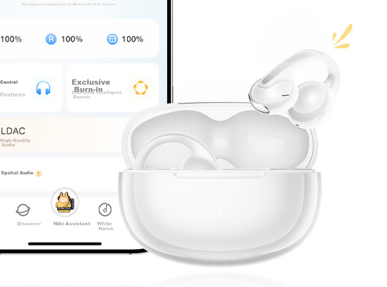 IKF Moonlight [LDAC Sound Quality] Bluetooth Clip-On AI Translation Earphones Wireless Open Bone Conduction Head Tracking Sports 2026 New Model Athens Black 40