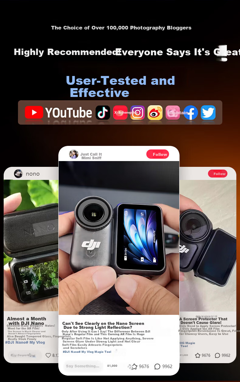Yangfeisi Silicone Lens Cap Protective Cover for DJI Osmo Nano Camera Lens Screen Protector Anti-Scratch Wear-Resistant Shockproof Accessory 5
