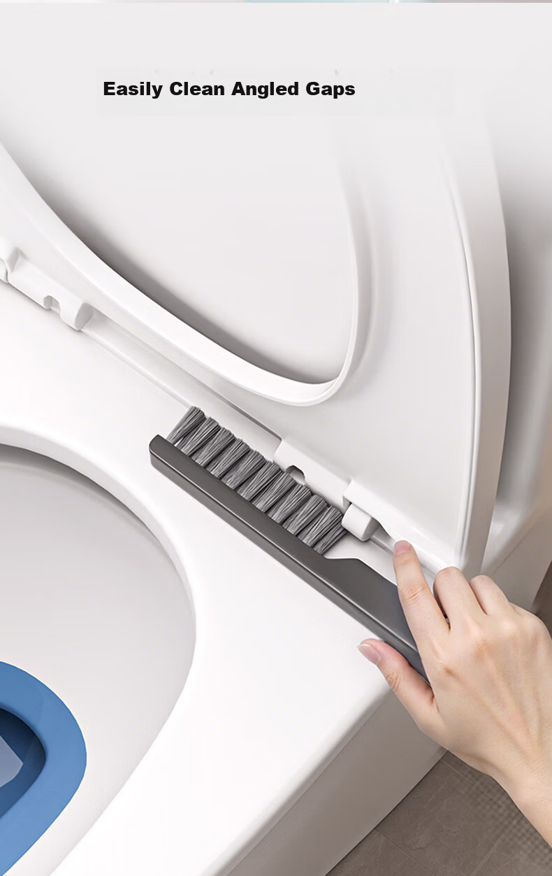 Baoshi Toilet Brush, 2-Pack Wall-Mounted Extended Silicone Bristles, No Dead Angles, Bathroom Cleaning Tool 5