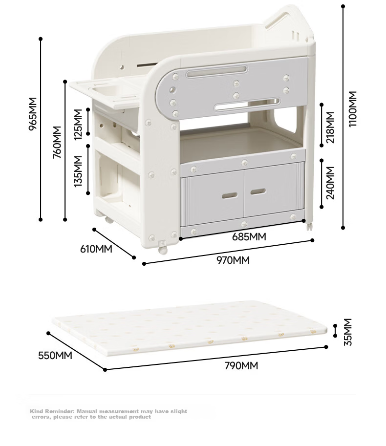 Babypods Diaper Changing Table Baby Care Station Newborn Diaper Changing and Massage Table Multifunctional Portable Mobile Baby Crib 30