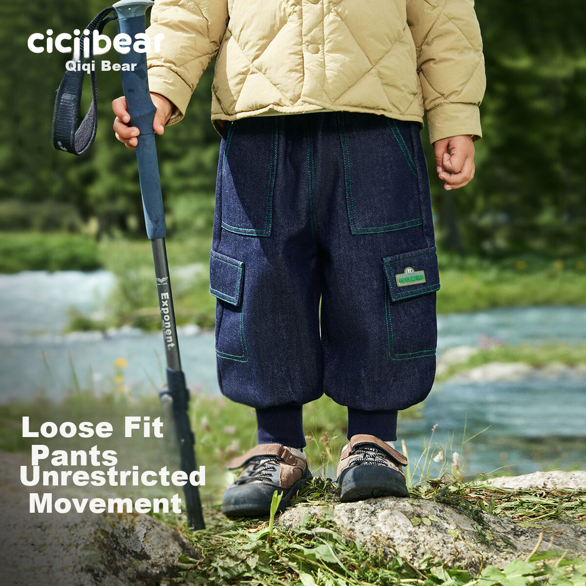 Ciciibear [Integrated Fleece Anti-Fade] Baby Denim Jeans Fleece-Lined Thickened Winter Cargo Pants Boys Children's Trousers