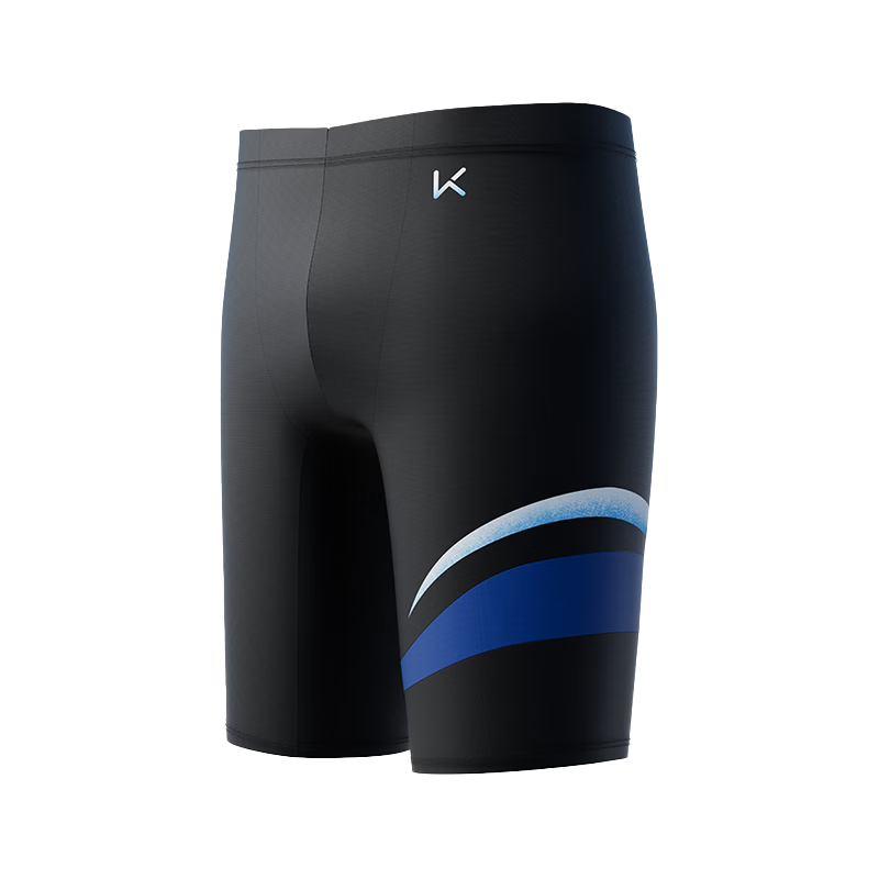 Keep Men's Fashion Patchwork Lycra Knee-Length Swim Trunks Black M