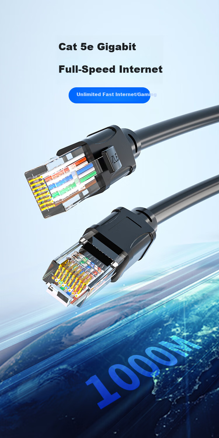 ZLEUE Cat5e High-Speed Gigabit Ethernet Cable, 50 Meters Construction Wiring Broadband Computer Home Connection Patch Cord, Finished Network Cable Blue ZL-5500BL 3