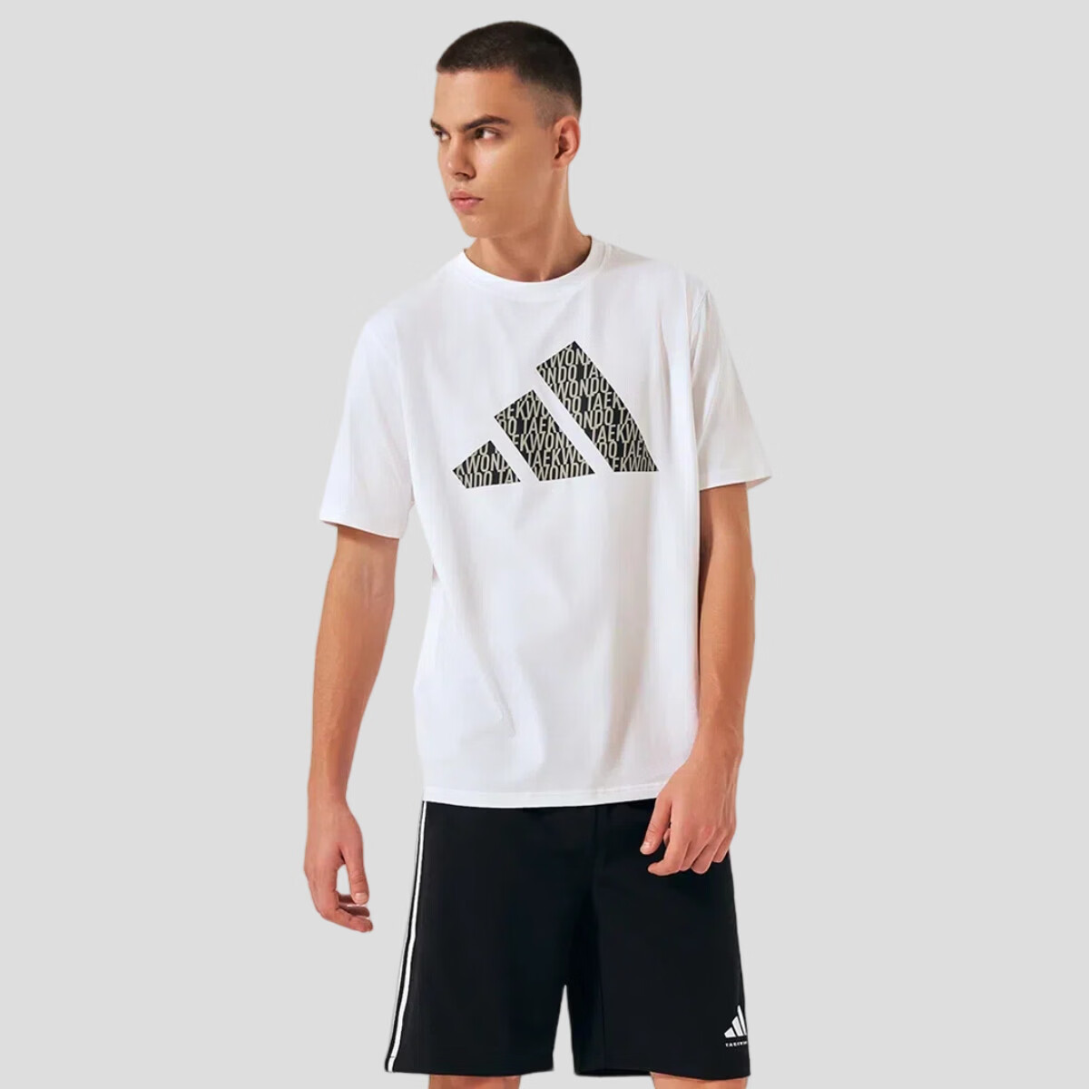 Adidas Summer Short Sleeve T-Shirt Unisex Couple Casual Daily Half Sleeve White/Grey XL