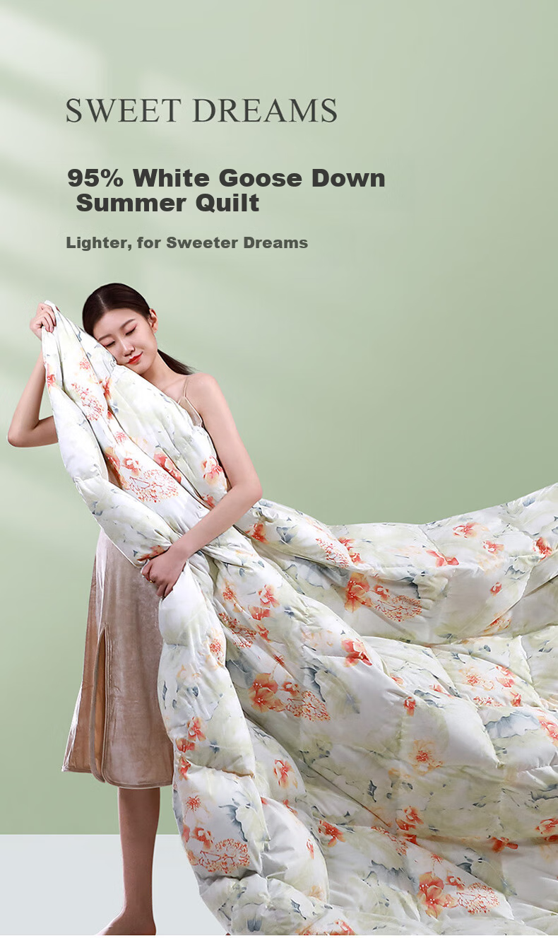 Fuanna Home Textiles 95% White Goose Down Quilt Summer Quilt Approx. 2.5 Jin 203*229cm 1