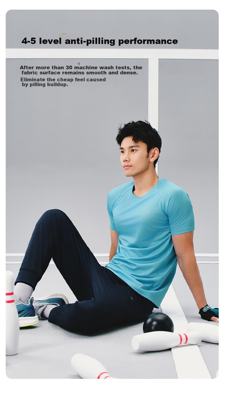 JD Jingzao Spring Summer Men's Running Series Sports Short Sleeve Sweat-Quick Dry Breathable T-Shirt Premium Gift - Misty Blue 8