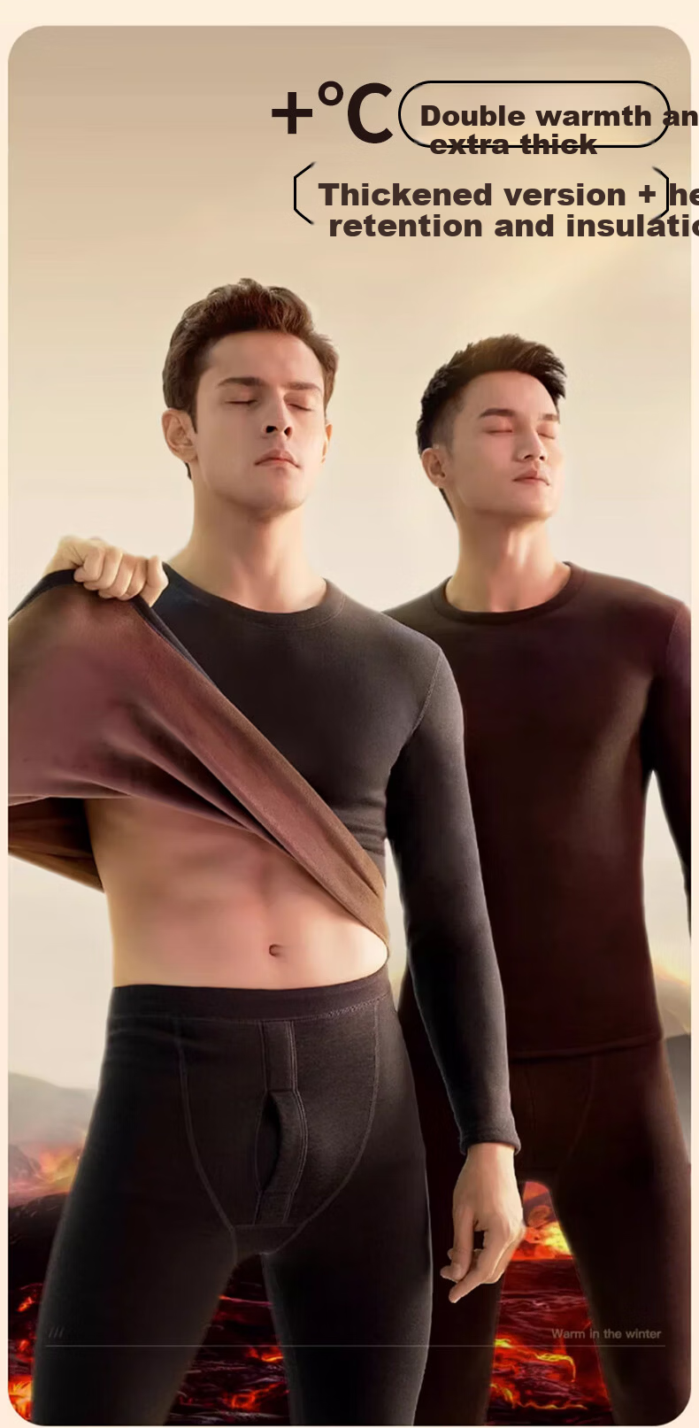 LangSha Men's Thermal Underwear Set Autumn Winter 26 New Thickened Fleece 7A Antibacterial German Velvet Heating Top and Bottom 2