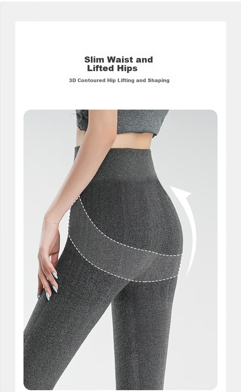 Mianxiang Weilai Women's Autumn Winter Leggings Tights Micro-Compression Vertical Stripes Warm Slim Fit Thin Thickened Skinny Petite 10