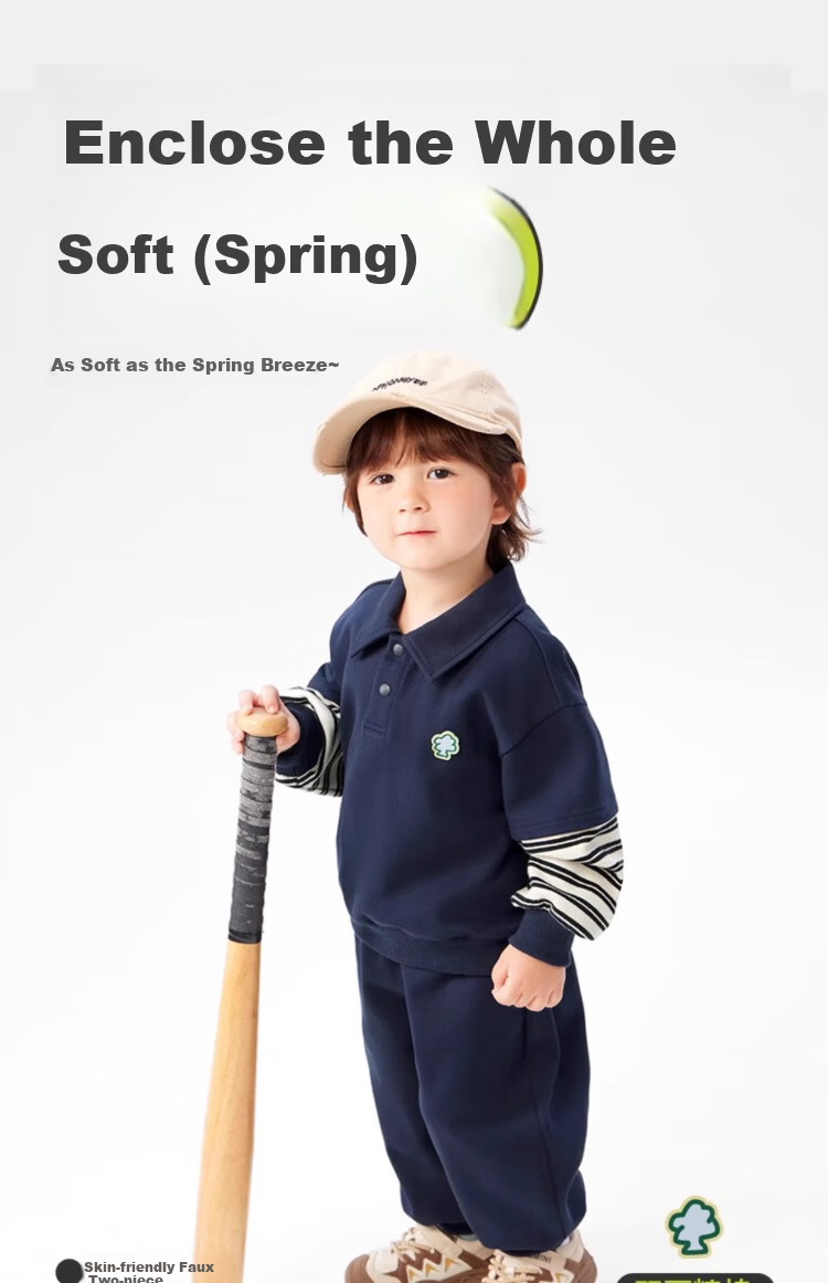 Ciciibear 2025 Spring New Baby Boys' Sports Sweatshirt Children's Stylish Top Set 2
