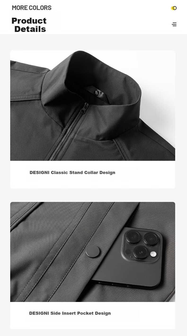 MMOPTOP Chenille Pilot Stand Collar Jacket Men's Spring Autumn Water-Repellent Casual Coat MJK17 Dark Gray XL 8