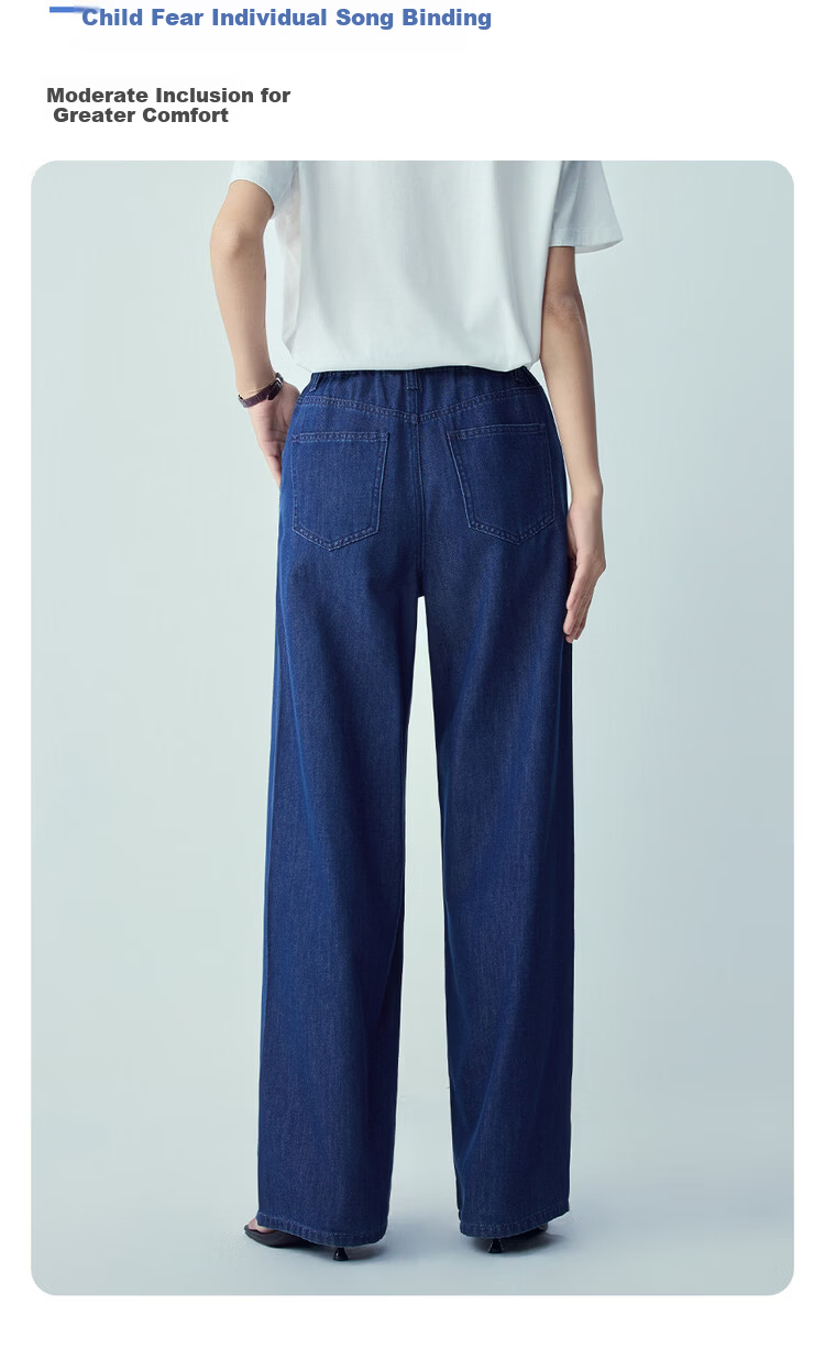 Giordano Women's Pants 2026 Summer New Cool Pleated Semi-Elastic Waist Straight Denim Jeans 13416323 9